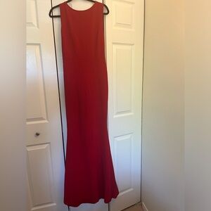 Red open-back event dress